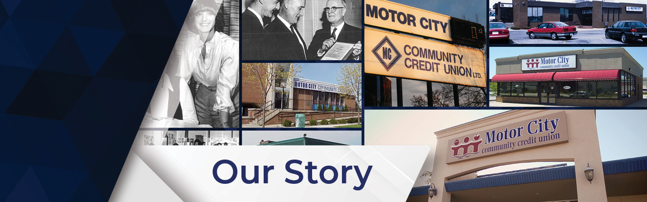 A group of photos of Motor City Community Credit Union through the years